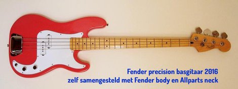Fender precision basgitaar 2016 zelf samengesteld met Fender body en Allparts neck